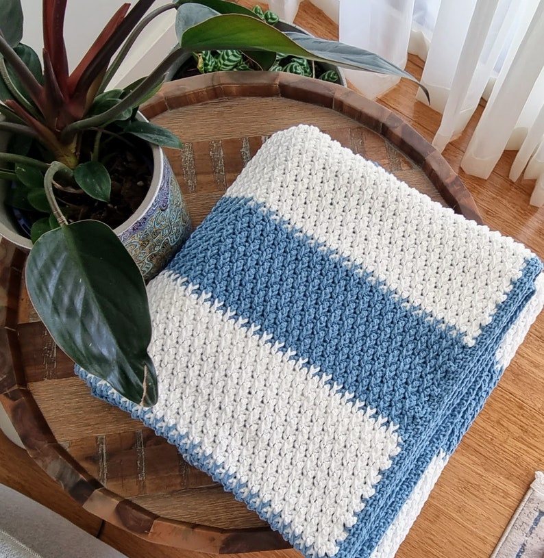 CROCHET PATTERN, Modern Crochet Blanket Pattern, Textured Crochet Blanket, Afghan Pattern, Blanket Crochet Pattern, Sea Breeze Throw PDF image 4