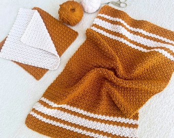 CROCHET PATTERN, Crochet Hand Towel + Washcloth Set, Crochet Dish Towel + Dishcloth Set, Crochet Kitchen Towel, PDF Download