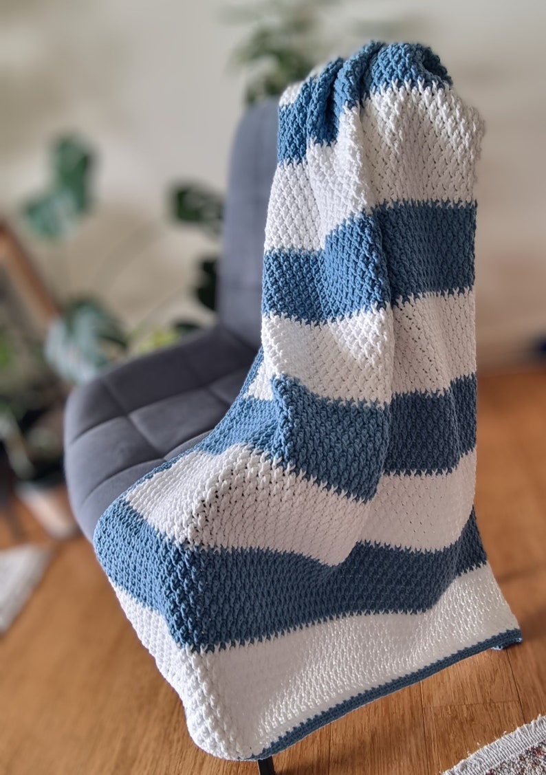 CROCHET PATTERN, Modern Crochet Blanket Pattern, Textured Crochet Blanket, Afghan Pattern, Blanket Crochet Pattern, Sea Breeze Throw PDF image 5