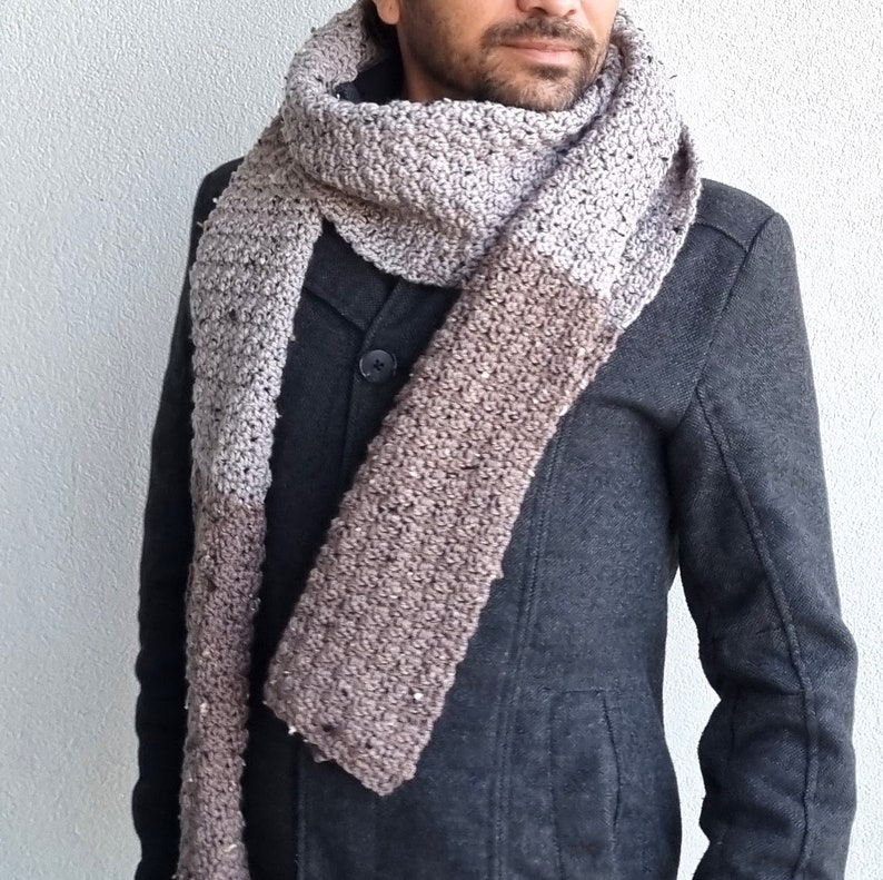 CROCHET PATTERN, Crochet Men's Scarf Pattern, Tweed Crochet Scarf, Men Scarf Crochet Pattern, Easy Crochet Pattern, PDF image 8