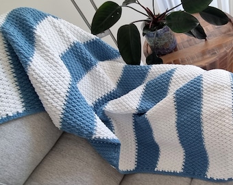 CROCHET PATTERN, Modern Crochet Blanket Pattern, Textured Crochet Blanket, Afghan Pattern, Blanket Crochet Pattern, Sea Breeze Throw PDF