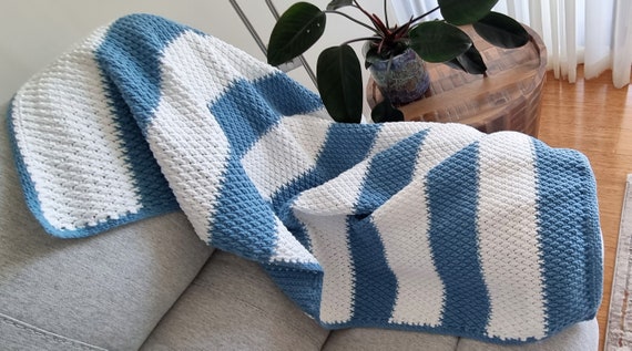 CROCHET PATTERN, Modern Crochet Blanket Pattern, Textured Crochet Blanket, Afghan Pattern, Blanket Crochet Pattern, Sea Breeze Throw PDF