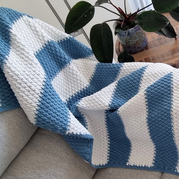 CROCHET PATTERN, Modern Crochet Blanket Pattern, Textured Crochet Blanket, Afghan Pattern, Blanket Crochet Pattern, Sea Breeze Throw PDF