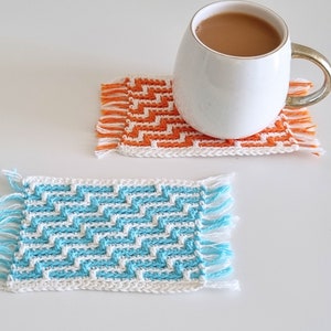 CROCHET PATTERN, Mosaic Crochet Mug Rug, Apache Tears Mug Rug, Crochet Coaster Pattern PDF Download