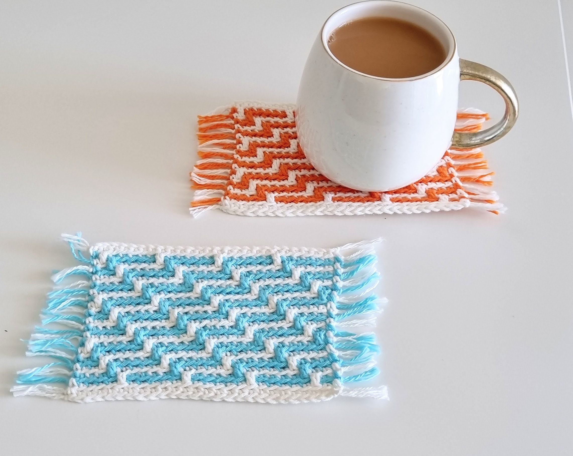 CROCHET PATTERN, Mosaic Crochet Mug Rug, Apache Tears Mug Rug