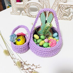Crochet Easter Basket Pattern, Mini and Medium Sizes, Beginner Friendly, Easy Crochet Pattern with Handle, PDF Digital Download image 4