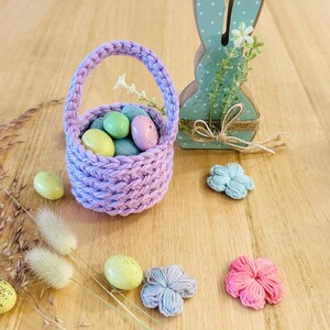 Crochet Easter Basket Pattern, Mini and Medium Sizes, Beginner Friendly, Easy Crochet Pattern with Handle, PDF Digital Download image 5