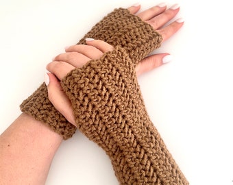 CROCHET PATTERN, Fingerless Gloves Pattern, Crochet Herringbone Gloves, Wrist Warmer Pattern, PDF