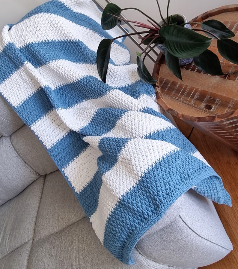 CROCHET PATTERN, Modern Crochet Blanket Pattern, Textured Crochet Blanket, Afghan Pattern, Blanket Crochet Pattern, Sea Breeze Throw PDF image 6
