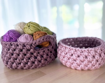 Crochet Basket Pattern, Textured Home Decor Storage, Two Sizes (PDF Download)