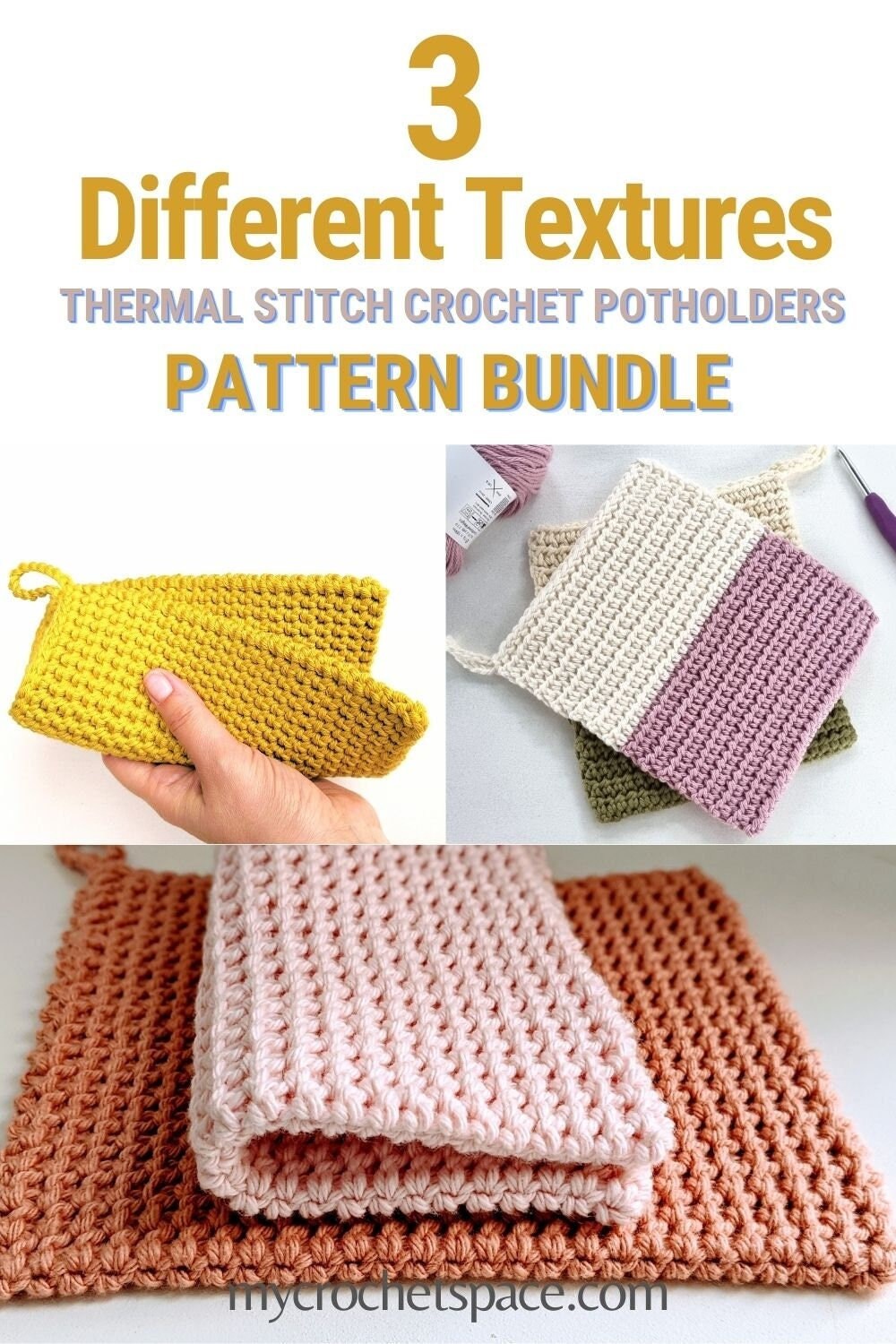 CROCHET POTHOLDER PATTERN Bundle 3 Thermal Stitch Crochet Etsy