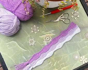 CROCHET PATTERN, Ripples Crochet Bookmark, PDF