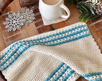 CROCHET PATTERN, Festive Hand Towel, Kitchen Towel, PDF Download