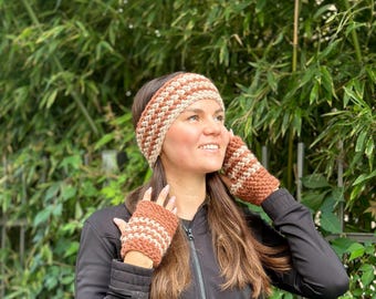 CROCHET PATTERN, Crochet Cozy Fingerless Gloves with Headband, Cozy Ear Warmer Pattern, Crochet Fingerless Mitts & Headband Patterns Set