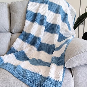 CROCHET PATTERN, Modern Crochet Blanket Pattern, Textured Crochet Blanket, Afghan Pattern, Blanket Crochet Pattern, Sea Breeze Throw PDF image 2