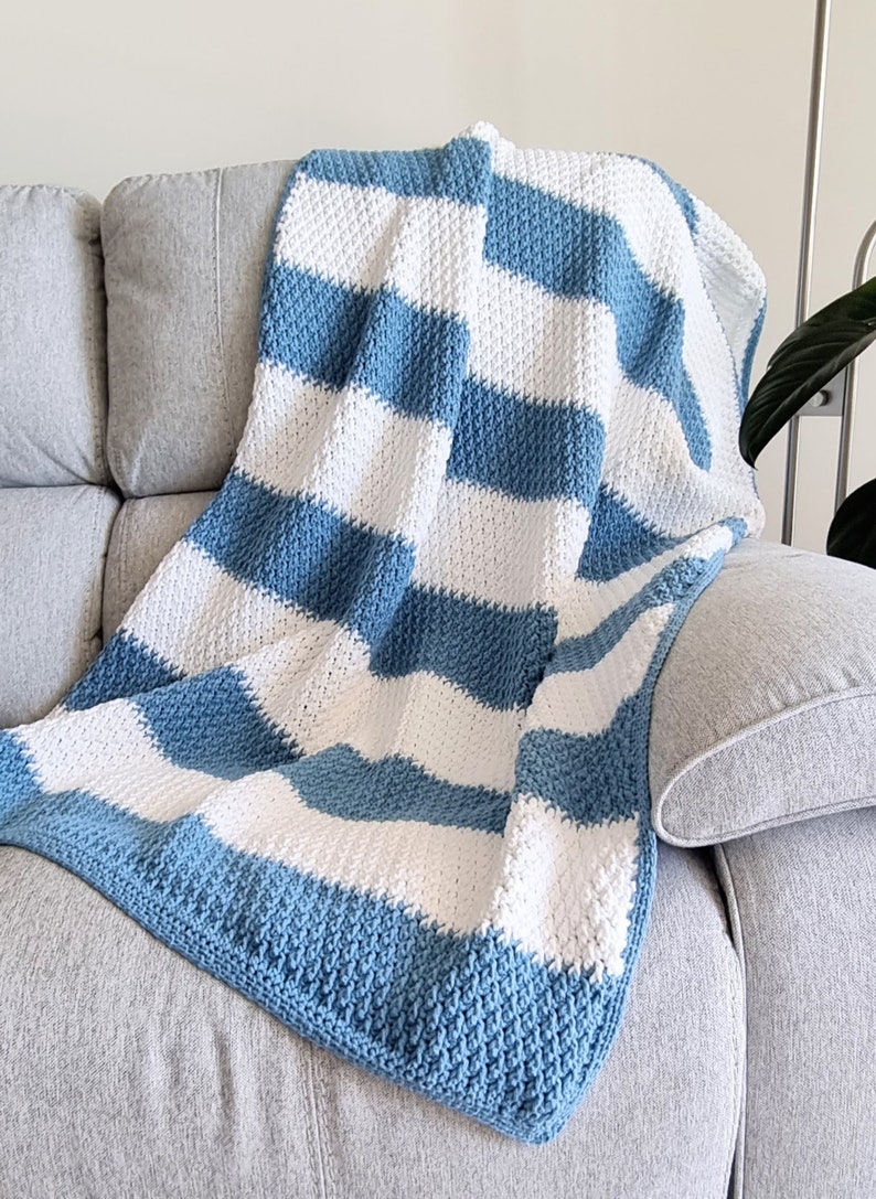 CROCHET PATTERN, Modern Crochet Blanket Pattern, Textured Crochet Blanket, Afghan Pattern, Blanket Crochet Pattern, Sea Breeze Throw PDF image 2