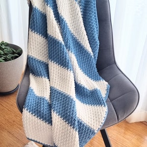 CROCHET PATTERN, Modern Crochet Blanket Pattern, Textured Crochet Blanket, Afghan Pattern, Blanket Crochet Pattern, Sea Breeze Throw PDF image 3