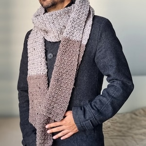 CROCHET PATTERN, Crochet Men's Scarf Pattern, Tweed Crochet Scarf, Men Scarf Crochet Pattern, Easy Crochet Pattern, PDF image 1