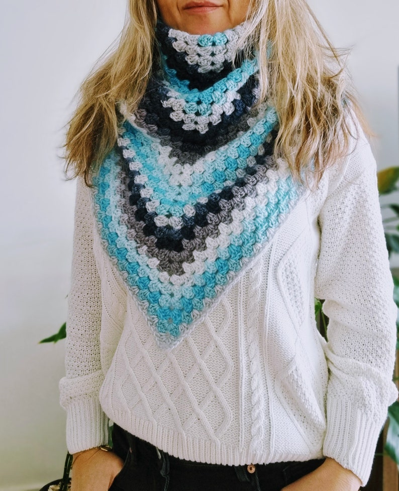 CROCHET PATTERN Crochet Triangle Shawl Pattern Aquamarine Joy Wrap Crochet Shawl PDF Download image 3