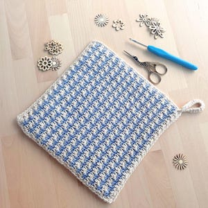 CROCHET PATTERN, Double Thick Potholder, Textured Crochet Pot Holder, Houndstooth Hot Pad Pattern, Crochet Trivet, PDF Download