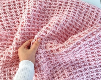 Crochet Baby Blanket Pattern, Double Waffle Crochet, Reversible Baby Blanket, Easy Pattern, PDF Download