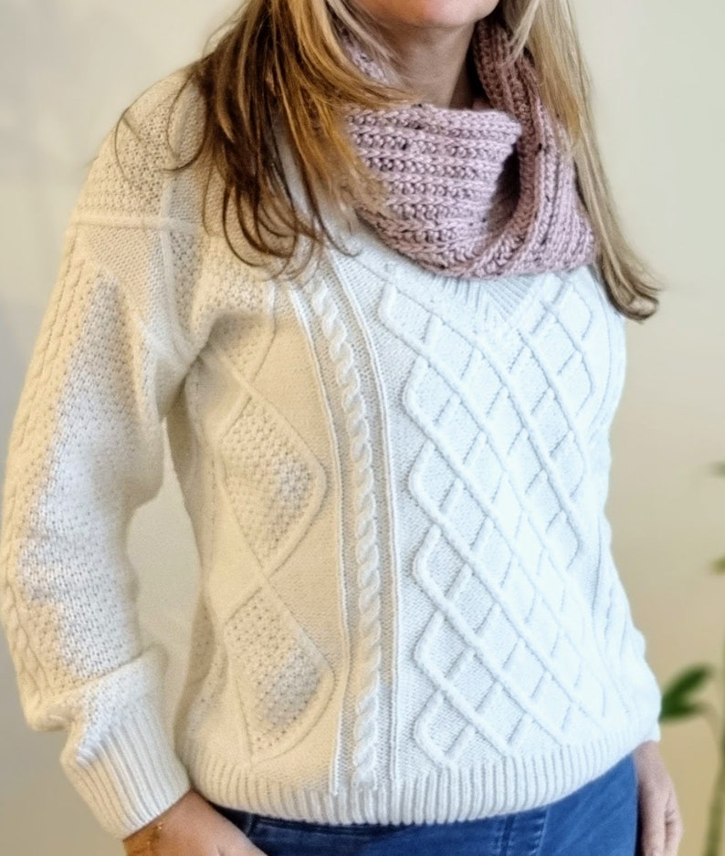 Crochet Cowl PATTERN, Easy Knit-Look Cowl Neck Warmer, Infinity Scarf Pattern image 4