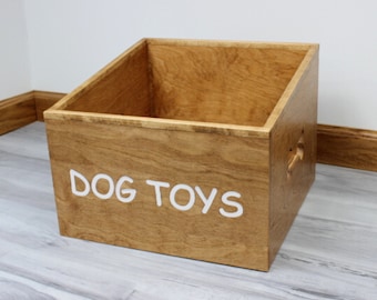 Custom Wooden Dog Toy Box | Pet Accessory & Toy Storage | Engraved Bin | Standard Size
