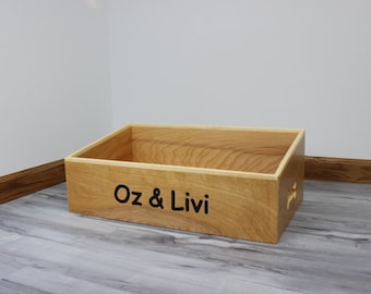 Large Custom Wood Dog Toy Box | Pet Accessory & Toy Storage | Engraved Bin for small breeds