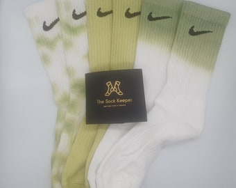 Nike Customised Tie-Dye Socks. Green Selection