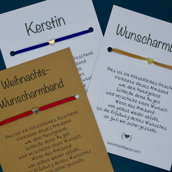 Wunscharmband | Herz | Goldfarben | Karte mit Namen personalisierbar