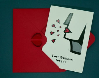 Love & Kisses - Kunstkarte - Versandfrei