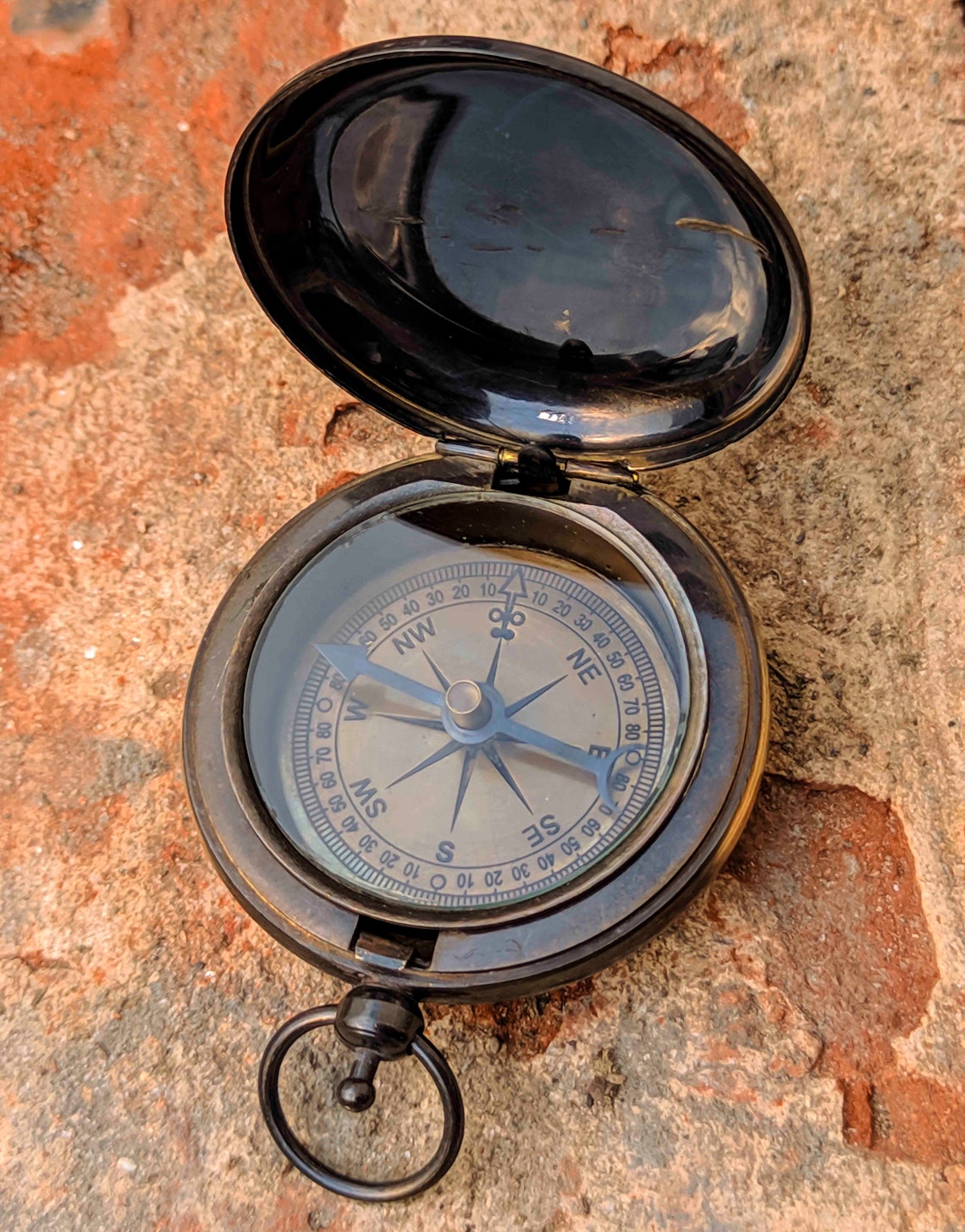 Personalized Brass Push Button Compass Pocket Compass Push Etsy