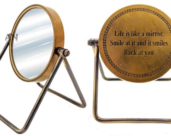 Personalized Brass Engraved Desk Mirror, Makeup Mirror, Adjustable Mirror With Stand Impressive Gifts For Girlfriend, Wife,Mom & Sister