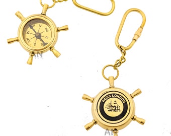 Brass Ship Wheel Compass Key ring, Key Chain, Gift Keyring, Unique Gift, Brass keychain, Bike keychain, Christmas Gift