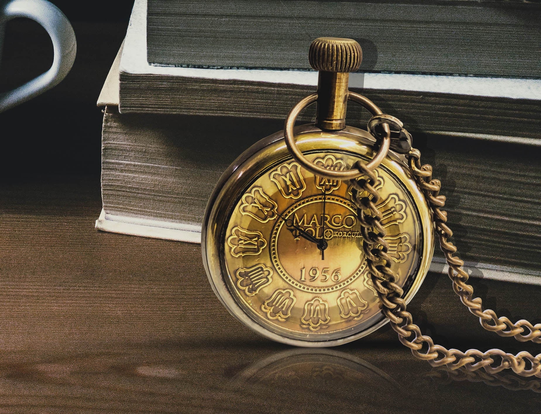 Brass Engraved Pocket Watch Anniversary Gift, Boyfriend Gift, Wedding