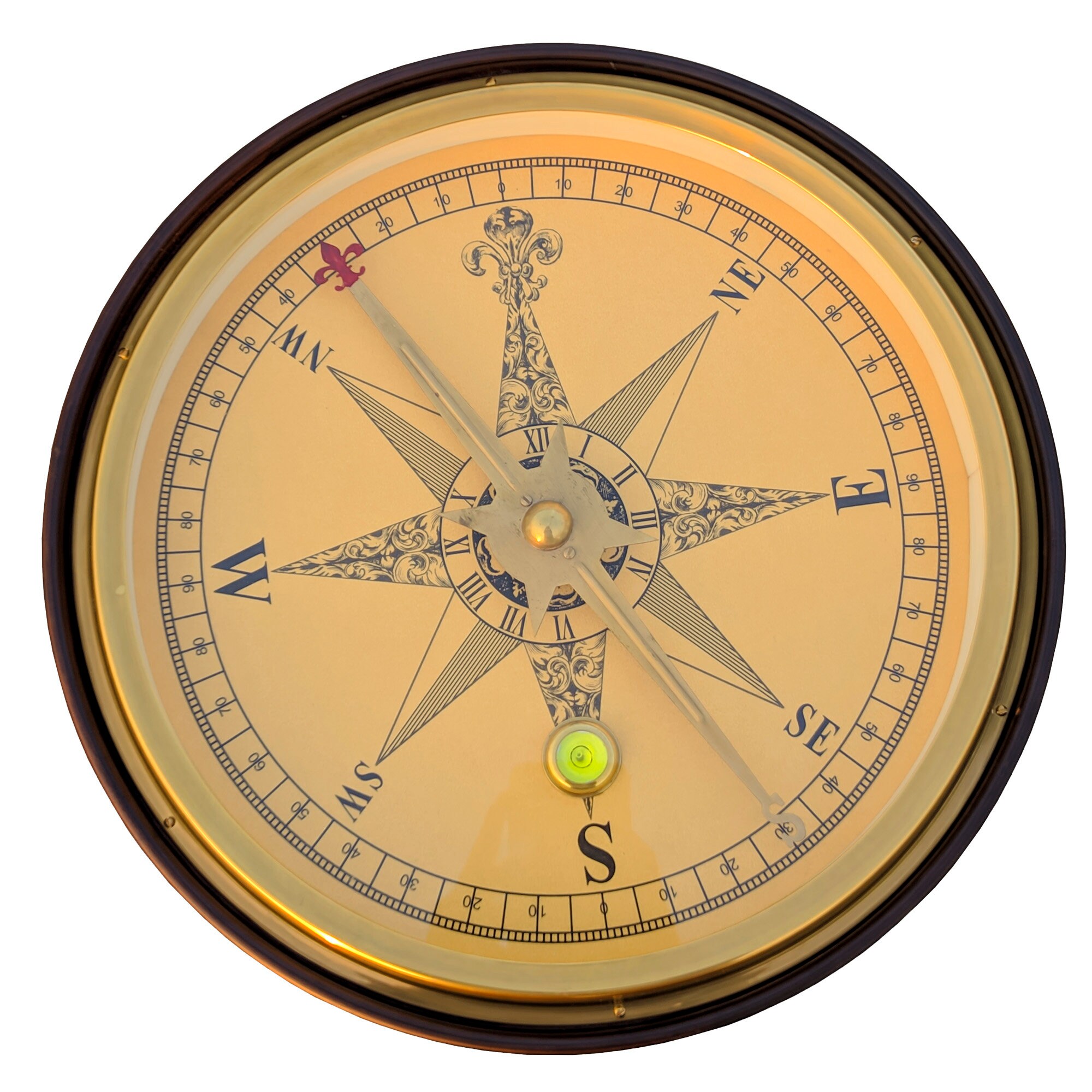 Nautical Brass Large Compass 35 Cm With Wooden Tripod Stand, Working Direction Big Compass