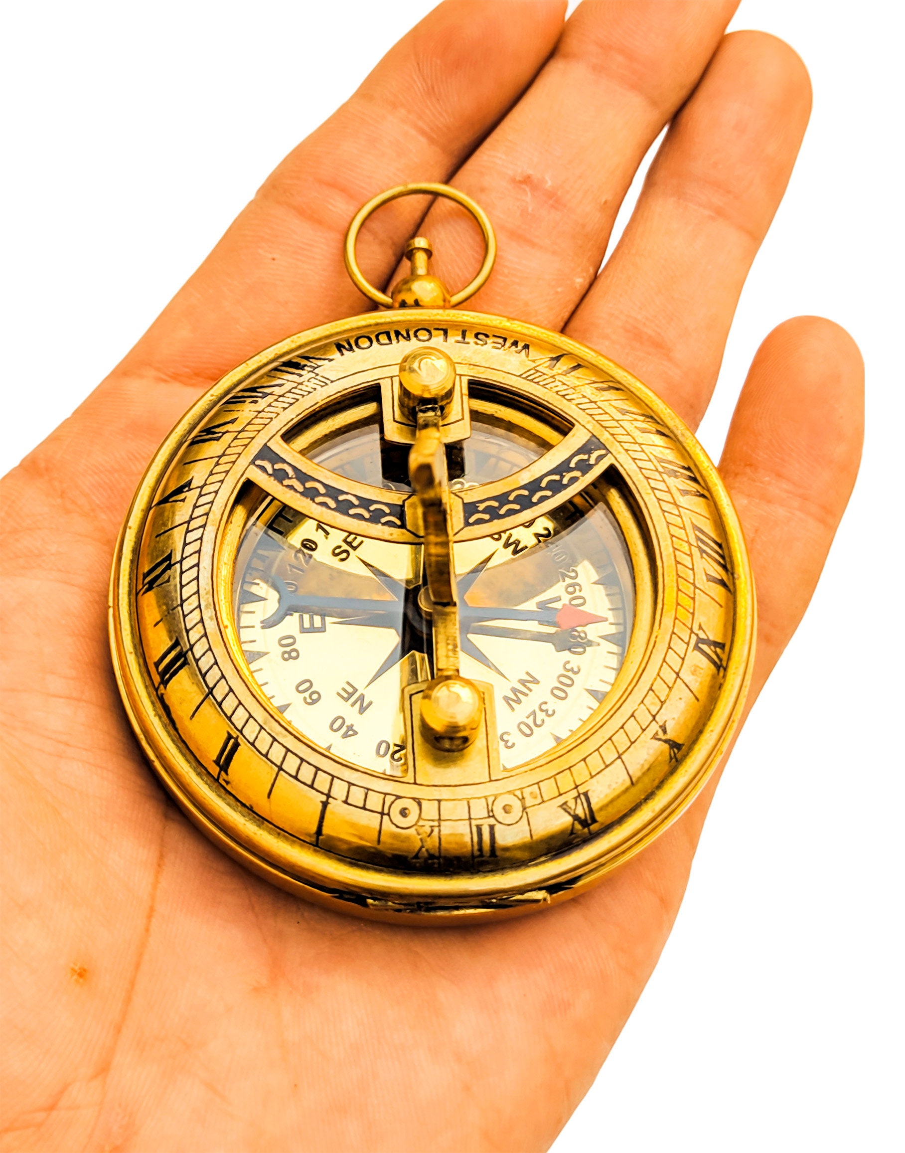 Sundial Compass west London 8 cm Pocket Sundial Compass Etsy