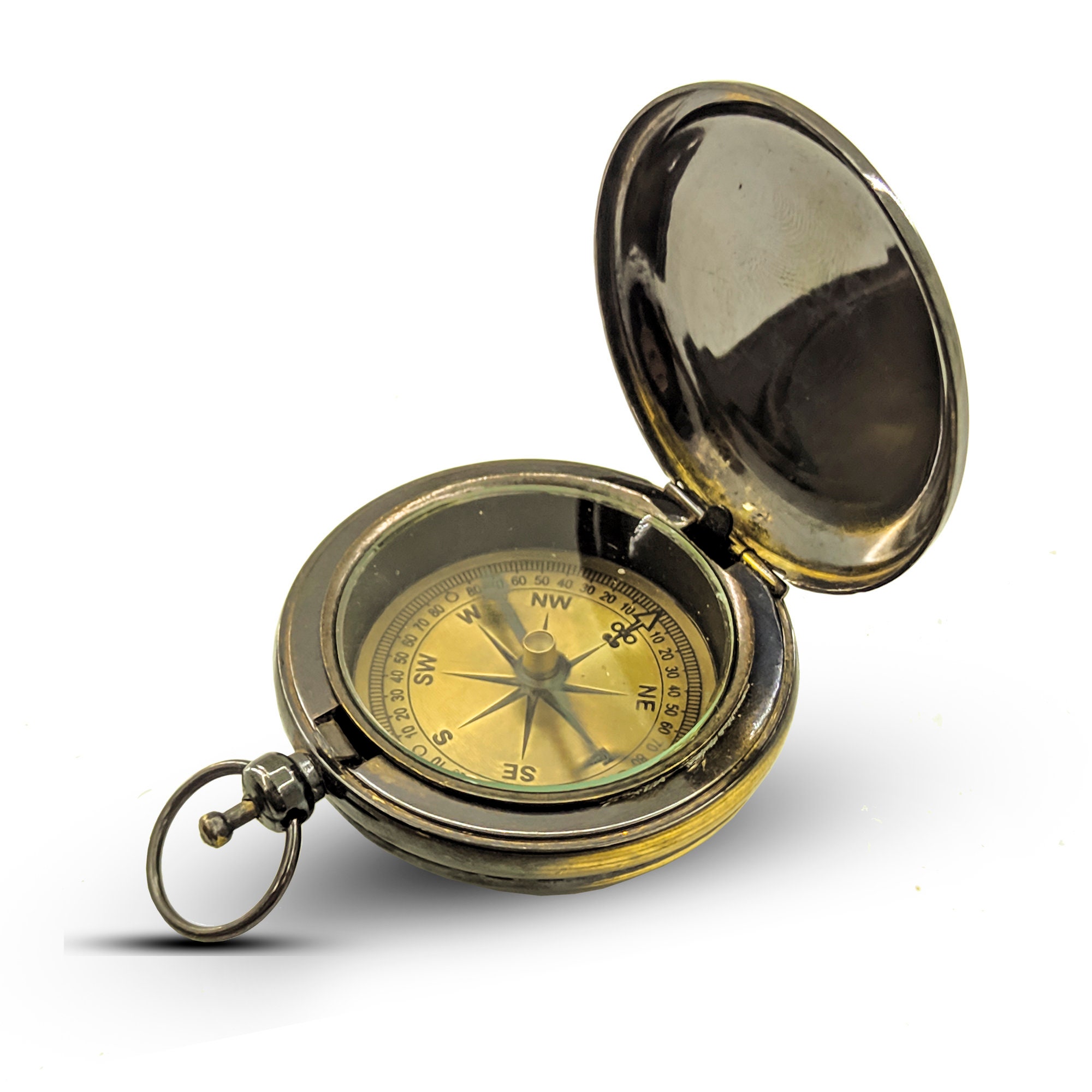 Push Button Compass With Wooden Box Working Compass Pocket Etsy