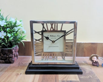 Retro Square Table Clock - Vintage Style Desk Clock, Shelf Clock, Home Décor Mantel Clock, Office Décor, Christmas Décor Housewarming