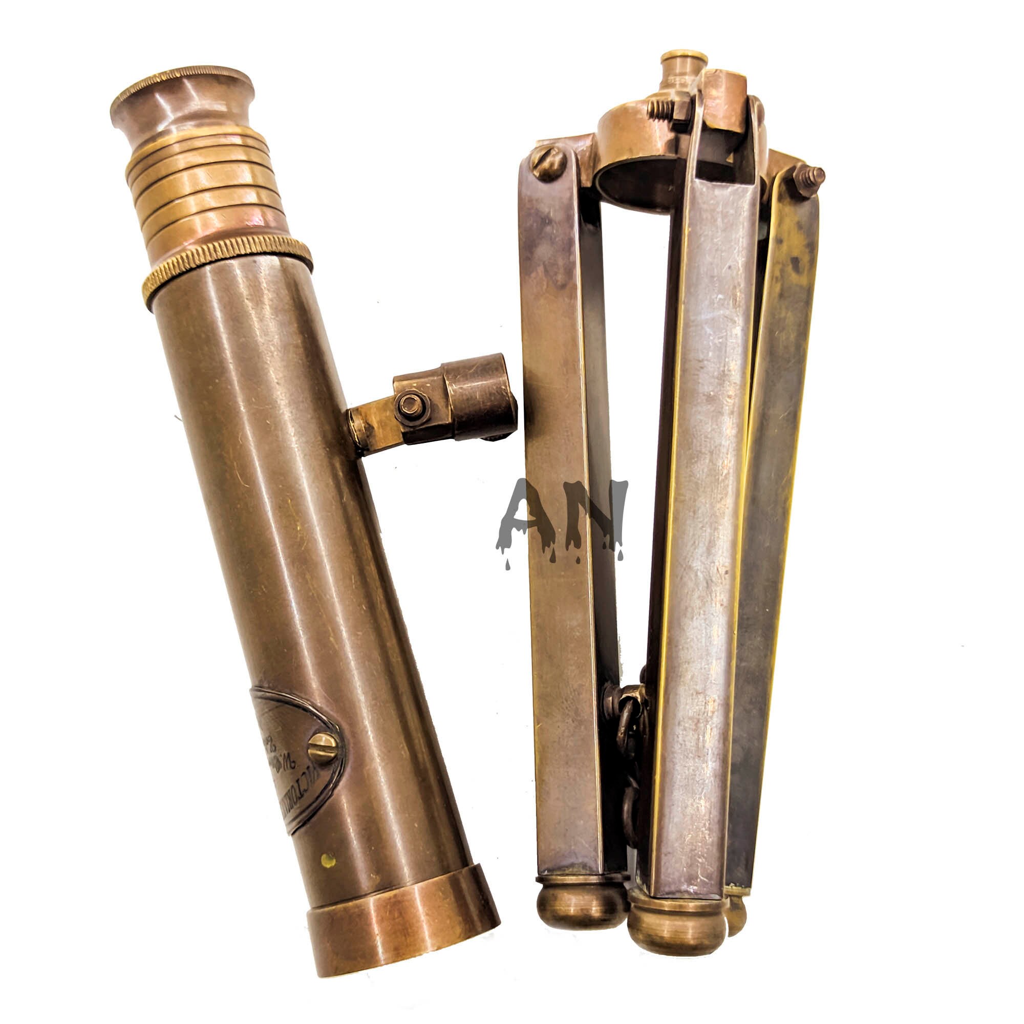 Brass Marine Miniature Telescope With Tripod Desktop Birthday Gift , Office Gift, Home Décor