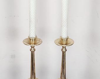 1900s Very High-Quality Antique Pair of TALL EDWARDIAN Brass Candlesticks
