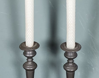 1820s High-Quality Antique Pair of GEORGIAN REGENCY Pewter Candlesticks