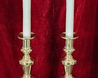 1850s TALL Pair of High-Quality ANTIQUE VICTORIAN Brass Candlesticks