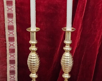 1860s VERY TALL Pair of Elegant VICTORIAN Brass Candlesticks