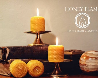 4 x Chunky 100% PURE BEESWAX pillar candles. 6cm x 6cm ~ eco-friendly