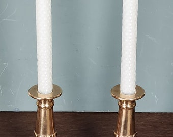 1890s  Pair of High-Quality Brass Candlesticks with Oval Bases