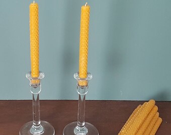 1980s Pair of Elegant Slender Glass Candle Holders