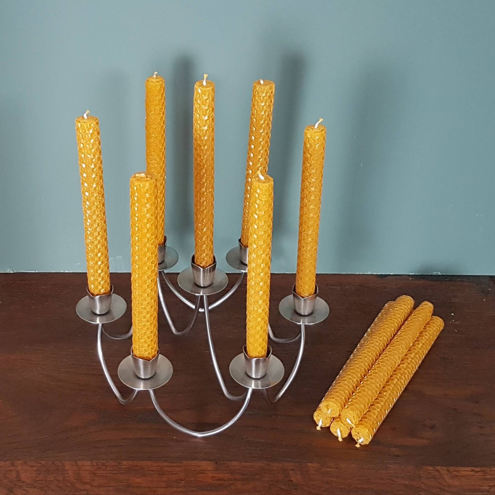 1980s Stylish Stainless Steel Candle Holder with 14 matching Etsy