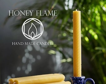 SALE 12 x 100% Pure BEESWAX candles ~20cm x 2cm ~ eco-friendly