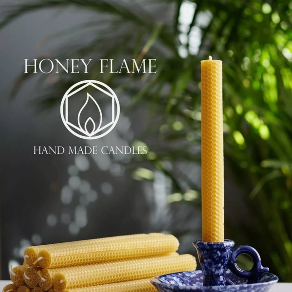 SALE 12 x 100% Pure BEESWAX candles ~20cm x 2cm ~ eco-friendly